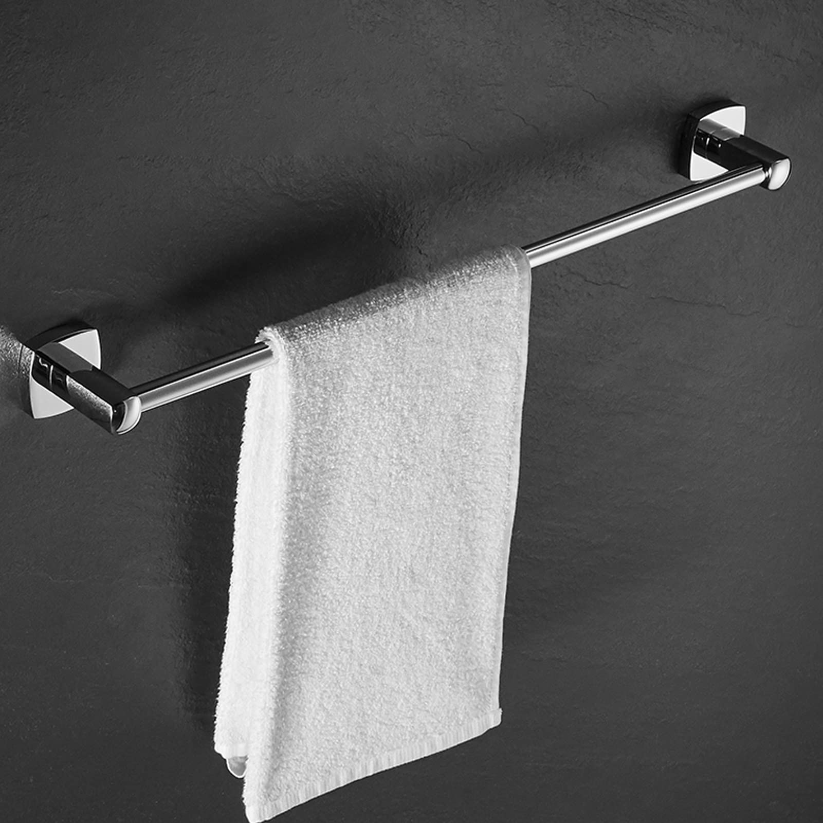 Portasciugamani in Rame a Parete, portasciugamani Quadrato, portasciugamani Singolo per Bagno o Accessori da Cucina, Finitura Argento Lucido (Dimensioni : 30cm)