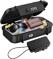 Vista 1 de Security Case LockBox with Code, Portable Safe Box with Removable Chain Combination Lock Box Mini Anti-Theft Travel Safe Waterproof Lockable Box for