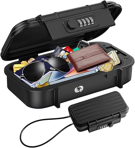 Caja de seguridad con código, caja de seguridad portátil con combinación de cadena extraíble, mini caja de seguridad antirrobo, caja de viaje