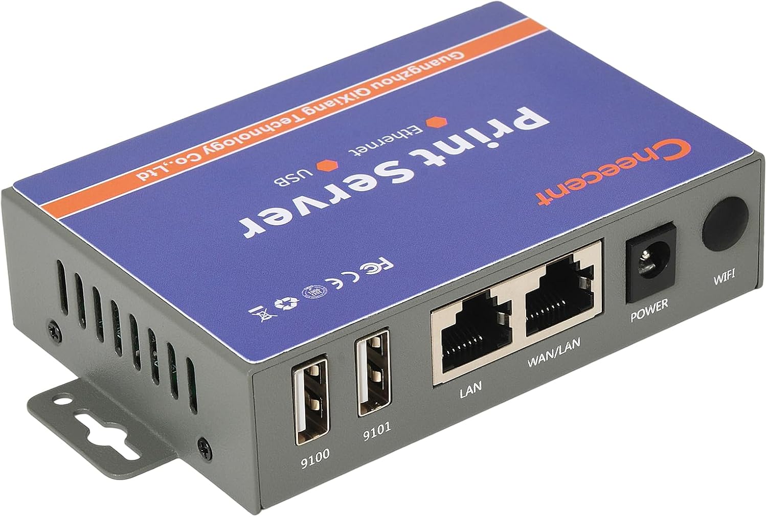 Network Ethernet to USB Print Server (NOT Plug&Play), Non-WiFi Version, 2 Port Print Server for USB Printer, Convert USB Printer to Ethernet Networking - Windows Mac Linux Compliant - CR102