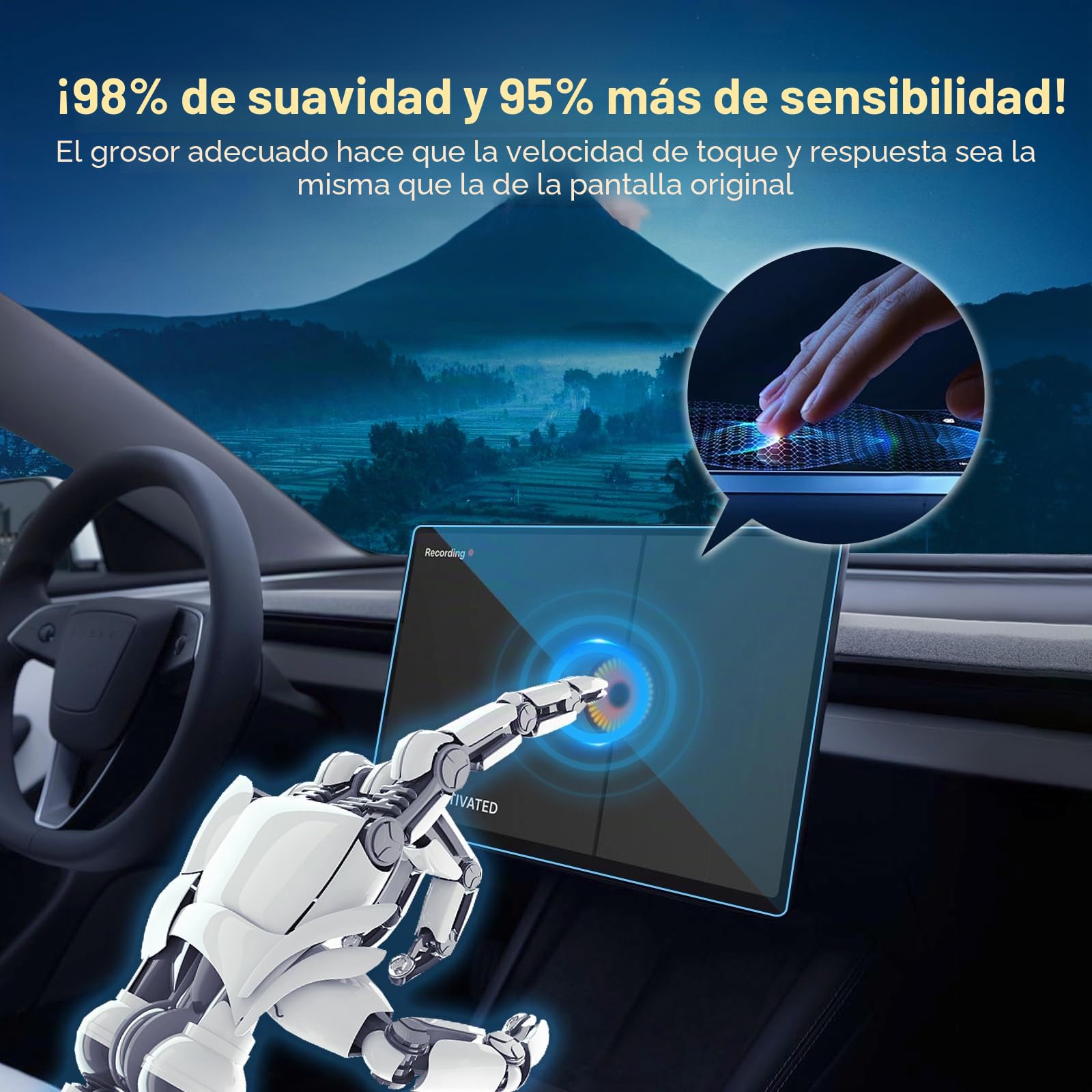 LFOTPP [2 unidades] AR Nano Antirreflectante Película para Tesla Model Y Juniper 2025 y Tesla Model 3 Highland 2024 2025, 15,4" Antirreflejo Protector de Pantalla 5H Antiarañazos para Navegación