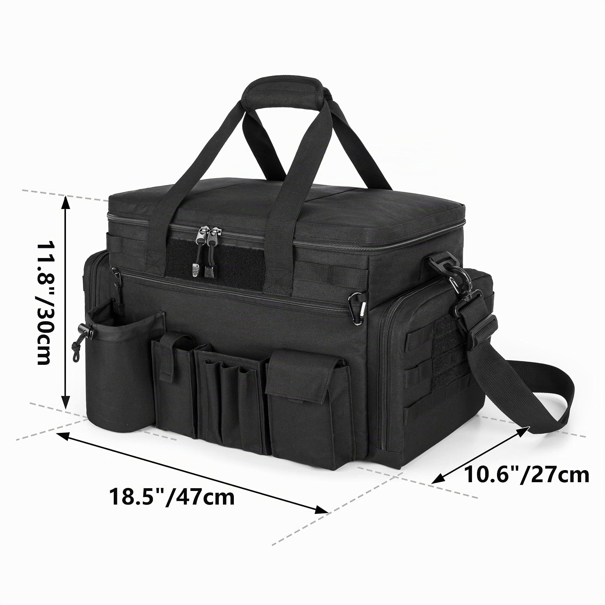 Trunab Borsone Polizia Borsa Tattica MOLLE, Organizer da Auto per Sedile Anteriore, Borsello Viaggio Tracolla Militare con Scomparto per Laptop 15,6", Non Include Piccola MOLLE Marsupio
