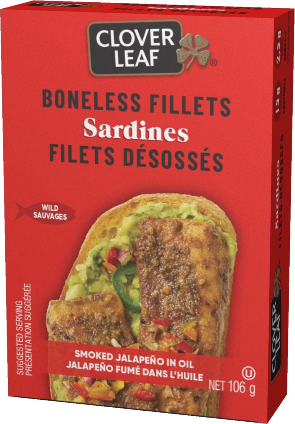 Clover Leaf Boneless Sardine Fillets Smoked Jalapeño In Oil 106g, 18