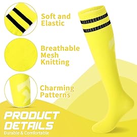 Syhood Soccer Shin Guards and Socks for Toddler Kids Youth, Lightweight Soccer Shin Pads Protective Defender Gear for 3-5, 5-10, 10-15 Years Old Children Teen Boys Girls Sports Game(M Size,Yellow)