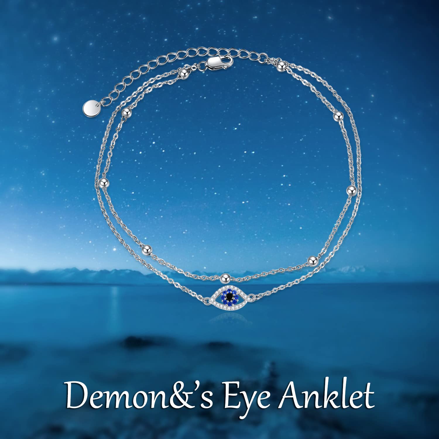 POPLYKE Tobillera de tortuga marina para mujer, plata de ley 925, piedra lunar, pulsera de tobillo para niñas, cadena de doble capa, piedra lunar, regalos, verano, playa, Plata Plata de ley, Circonita