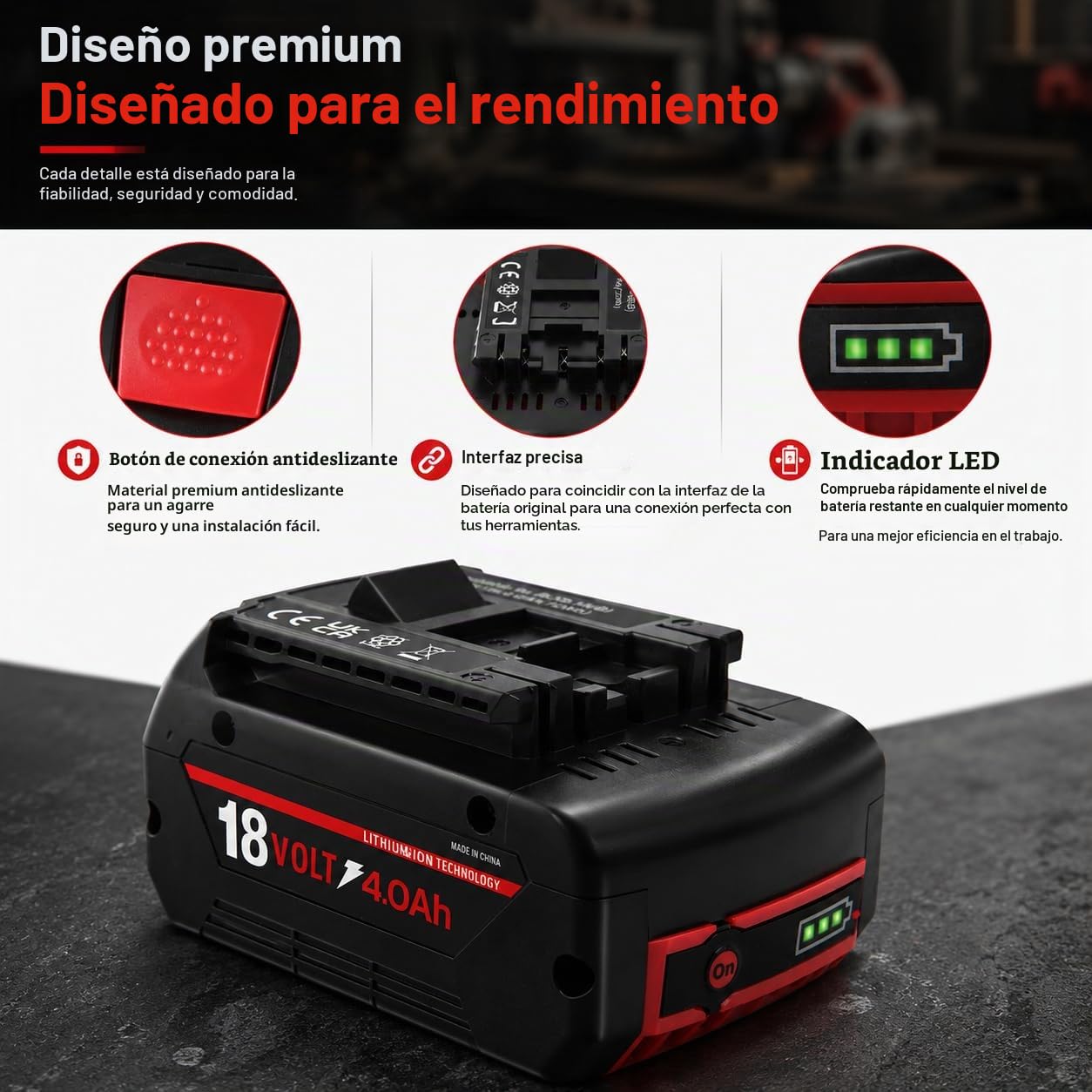Batería de Repuesto BAT609 de 4 Ah para Bosch, batería GBA de 18 V Compatible con Bosch BAT619 BAT609G BAT618 BAT610G baterías para Herramientas inalámbricas,baterías de Iones de Litio de Recargable | Compatible con herramientas inalámbricas Bosch de 18 V