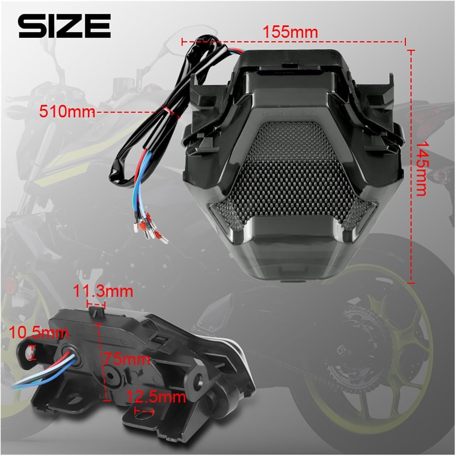 Luz de Freno Trasera Moto Para lc150 sniper150 Intermitente de motocicleta Luz trasera LED para motocicleta Luz de freno trasera Luz indicadora trasera