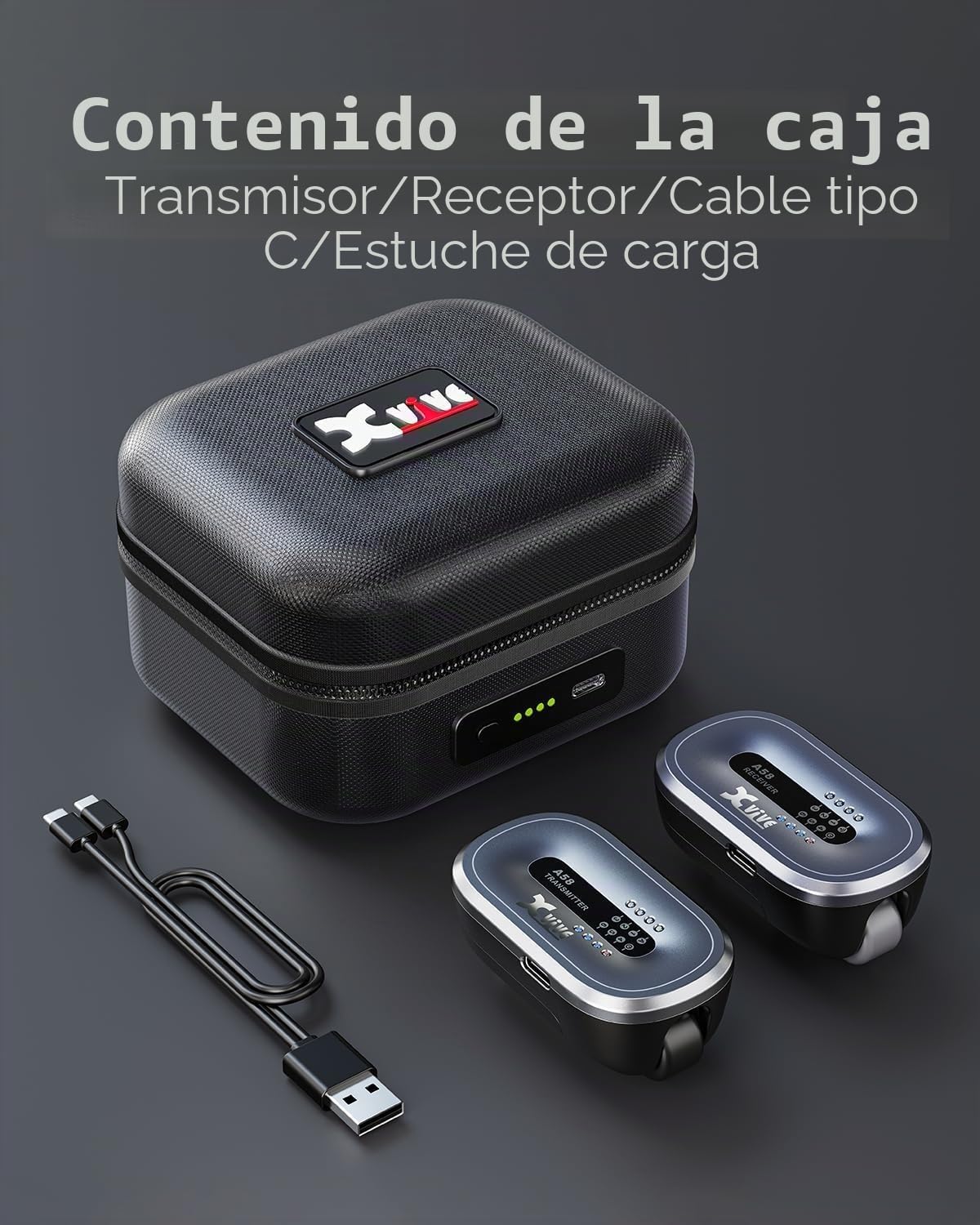 Sistema inalámbrico para guitarra Xvive AC58 5,8GHz, Sistema inalámbrico A58 para guitarra con estuche de carga para guitarra eléctrica/acústica con pastillas activas o pasivas
