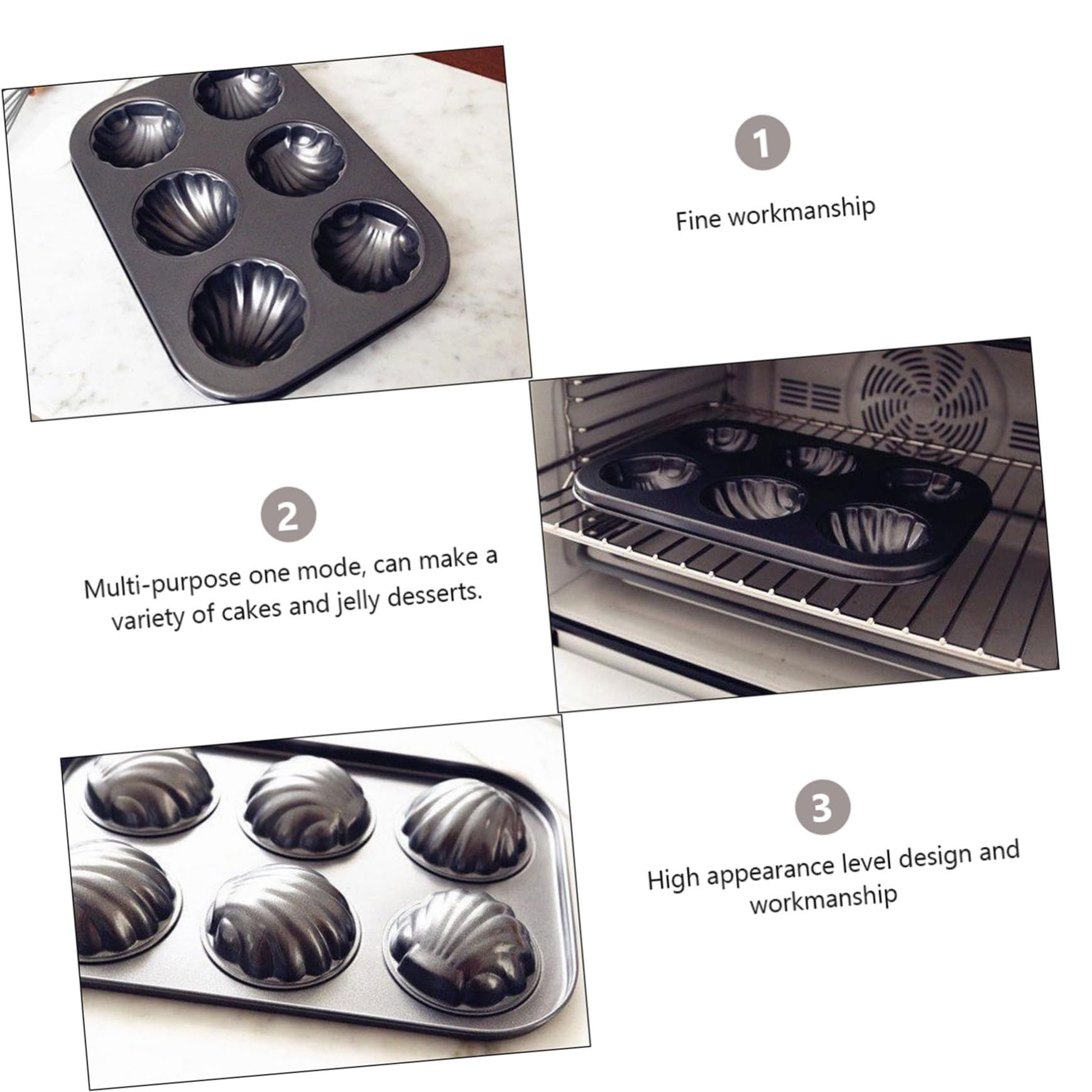 PRETYZOOM 6-pc Carbon Steel Cake Multi-use Baking Tins Smooth Texture Easy Clean Demold for Diy Baking