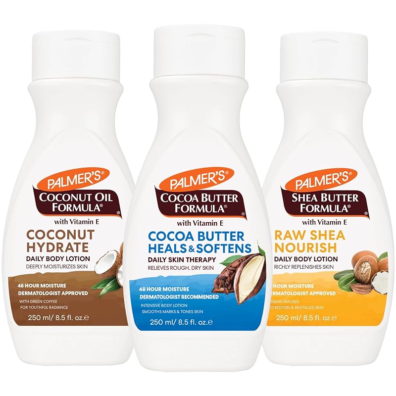 Palmer's Kit com 3 Loções Corporais com Vitamina E, Manteiga de Cacau, Óleo de Coco e Manteiga de Karité, 240 mL cada