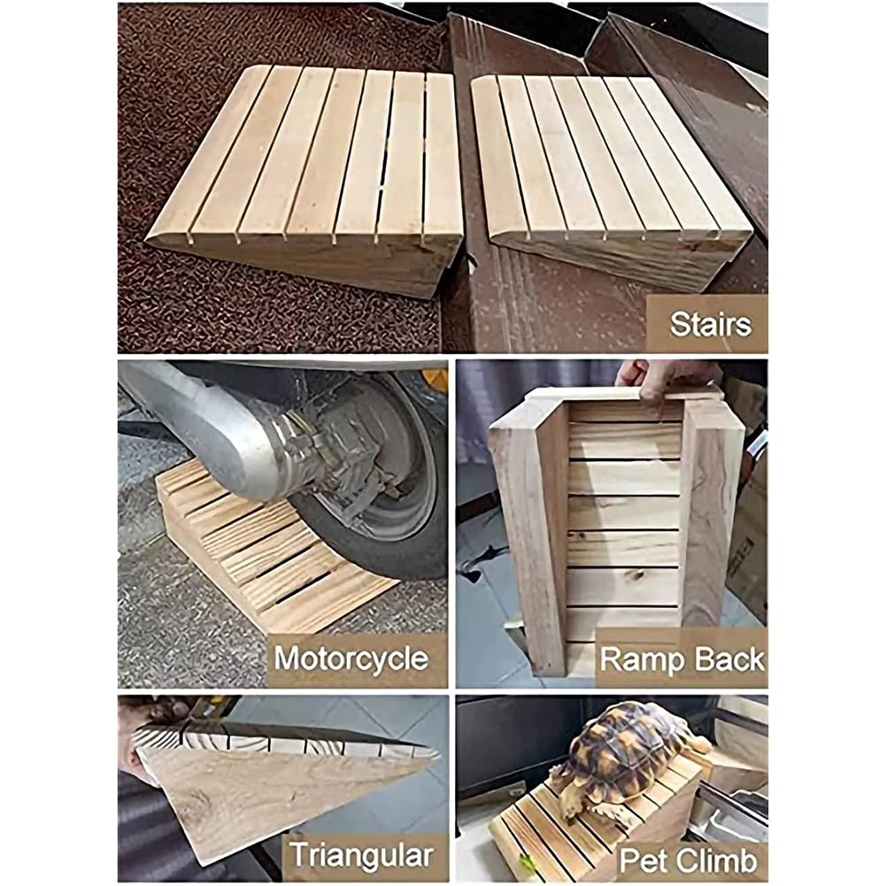 XXIOJUN Rampa De Umbral De Madera, Rampas De Bordillo Escalonadas para Exteriores, Pino Antideslizante No Asistido por Agua Cuesta Arriba, Rampa De Acceso para Carro De Silla De Ruedas (Color : Natur