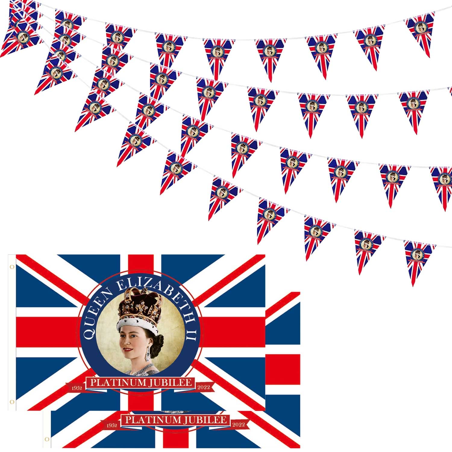 Bunting for Queens Platinum Jubilee 40PCS Fabric Jubilee Bunting (10M