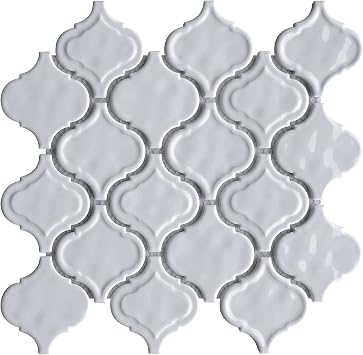TRECCG-13 White 3" x 3" Recycle Glass Arabesque Mosaic Tile 1 Sheet
