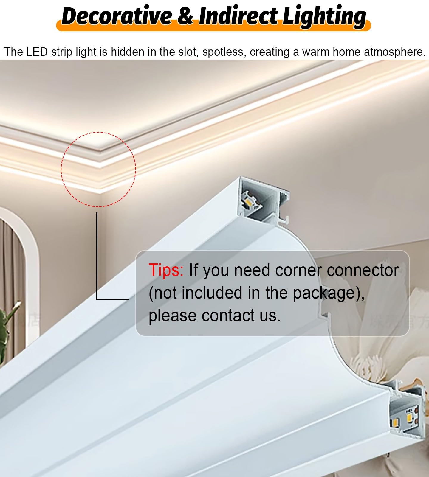 Perfil LED Moldura Corona Borde de Pared Doble Cara Canal de Iluminación en Tira, Difusor de Moldura de Corona LED para Cocina Baño, Sin Ranuras Hogar Carcasa de Barra de Luz de Techo(Black,1m (3.3 ft