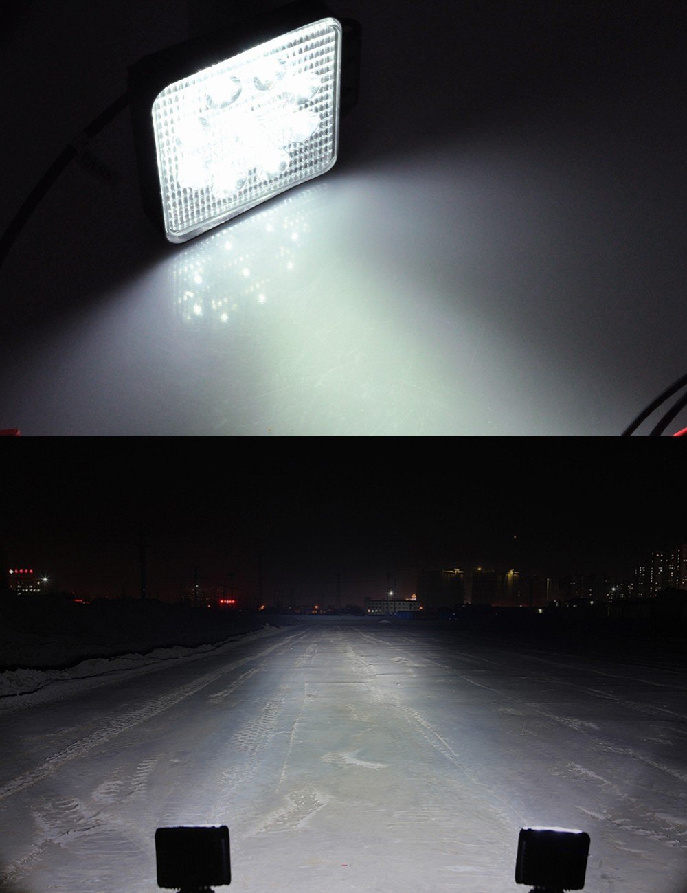 AUXTINGS 10 X 27W 4 Inch LED Luz de Trabajo Cuadrado Campo a través del Reflector Proyector Reflector de Faro 2700LM IP67 Negro Fundido de Aluminio