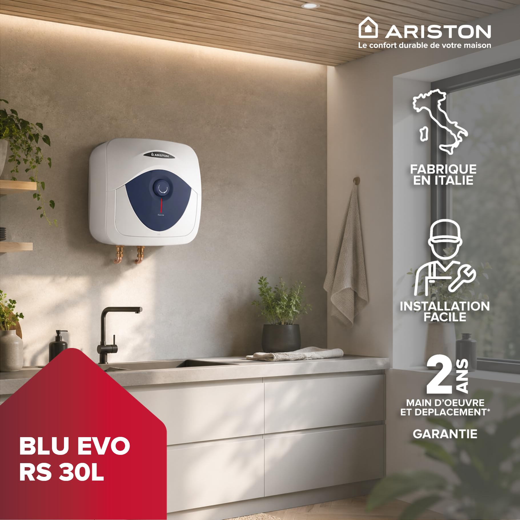 Ariston Elektryczny podgrzewacz przepływowy, mały, 30 l