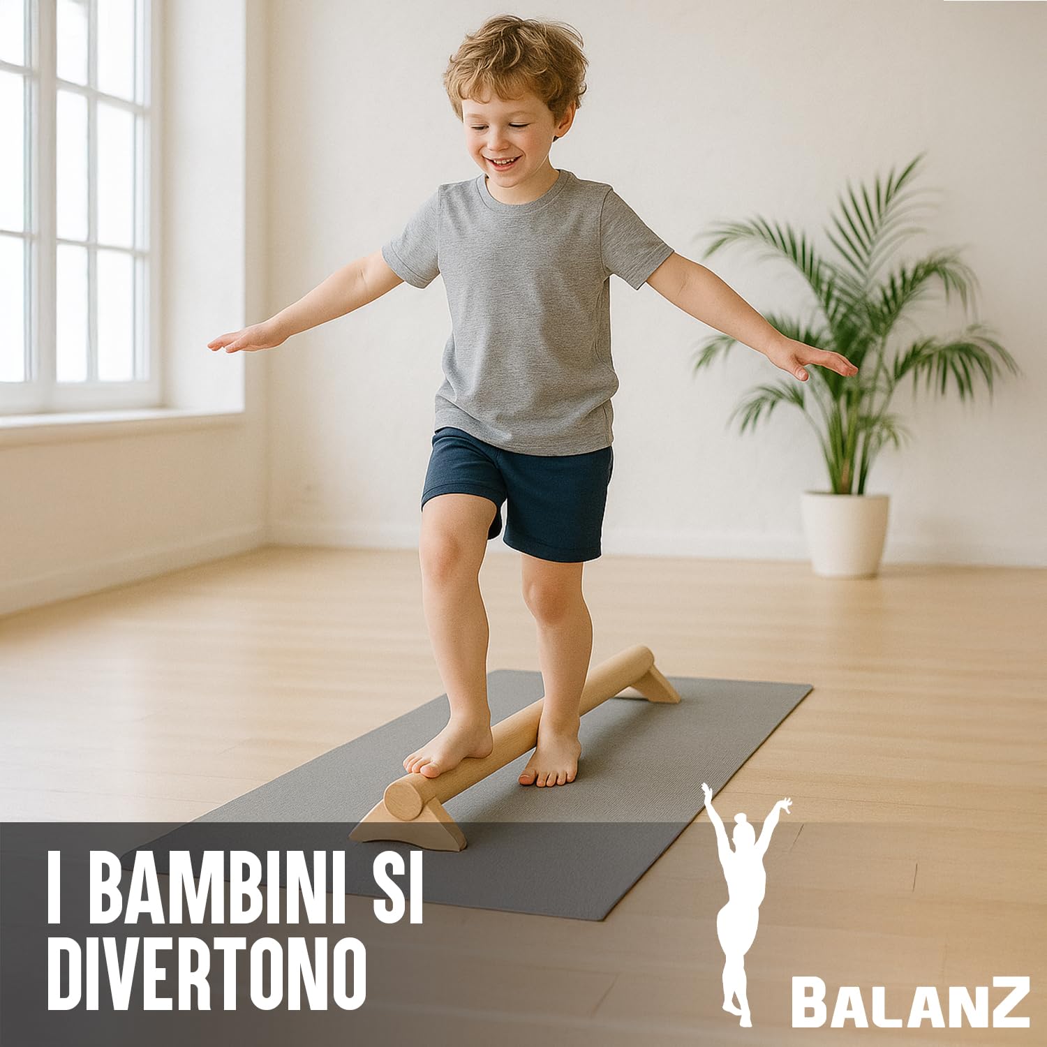 Balanz Trave da Ginnastica in Legno Faggio 100×10×8 cm | Bambini & Adulti | Barra per Equilibrio, Motricità & Riabilitazione | Allenamento a Casa, Ginnastica Dolce, Fisioterapia | Aerobik
