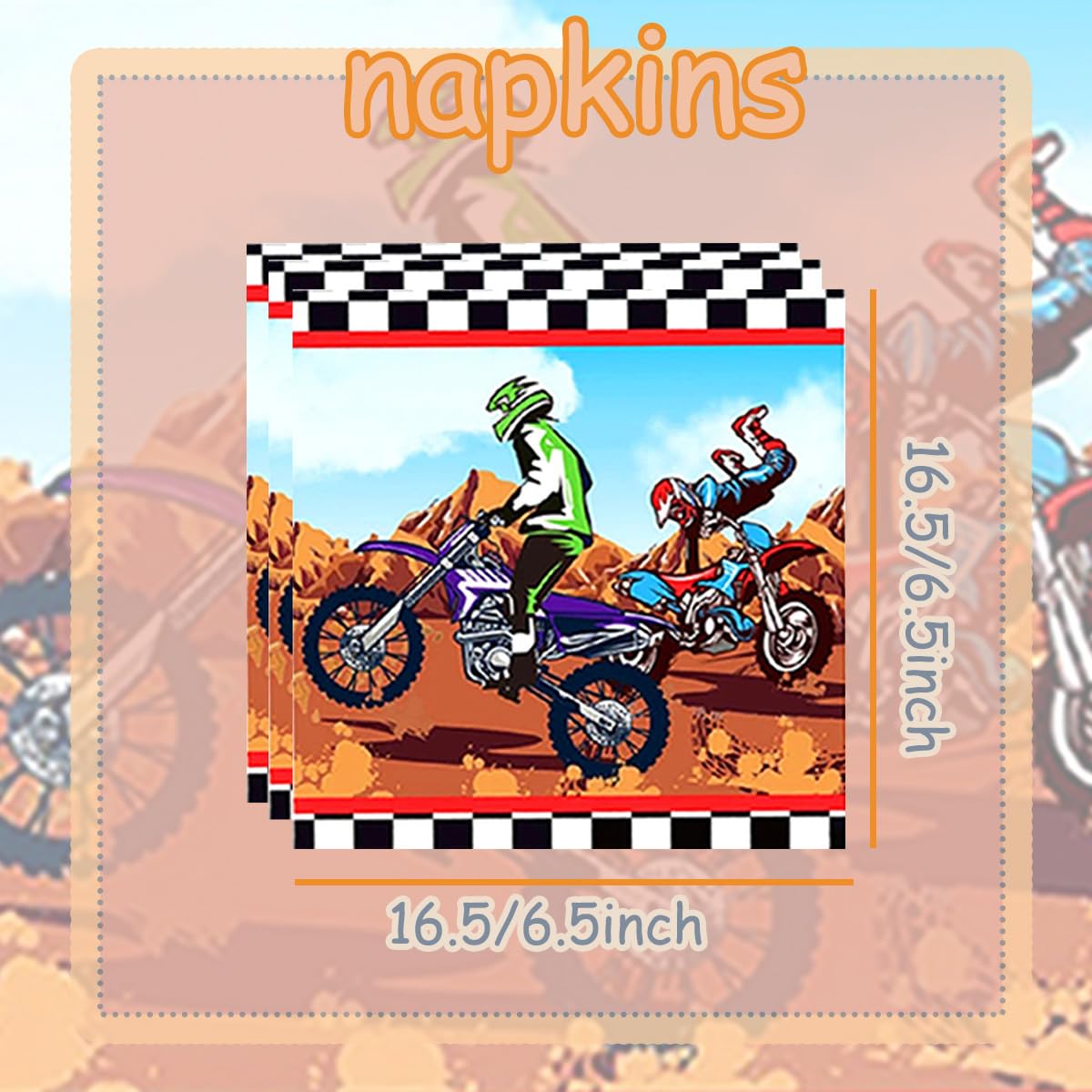 Set di 61 stoviglie da motocross, accessori per feste da corsa, decorazione di compleanno per bambini, tra cui bicchieri di carta, tovaglioli e tovaglia, adatto per 20 ospiti