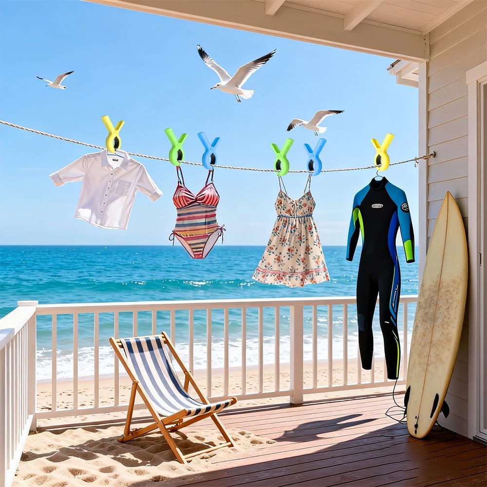 Beach Towel Clips for Beach Chairs,20 Pcs Towel Holder for Beach Chair Pool Chair on Cruise, Jumbo Size Heavy Duty Clothes Pins Beach Chair Clips to Beach Accessories Must Haves, 5 Colors (20) image 5