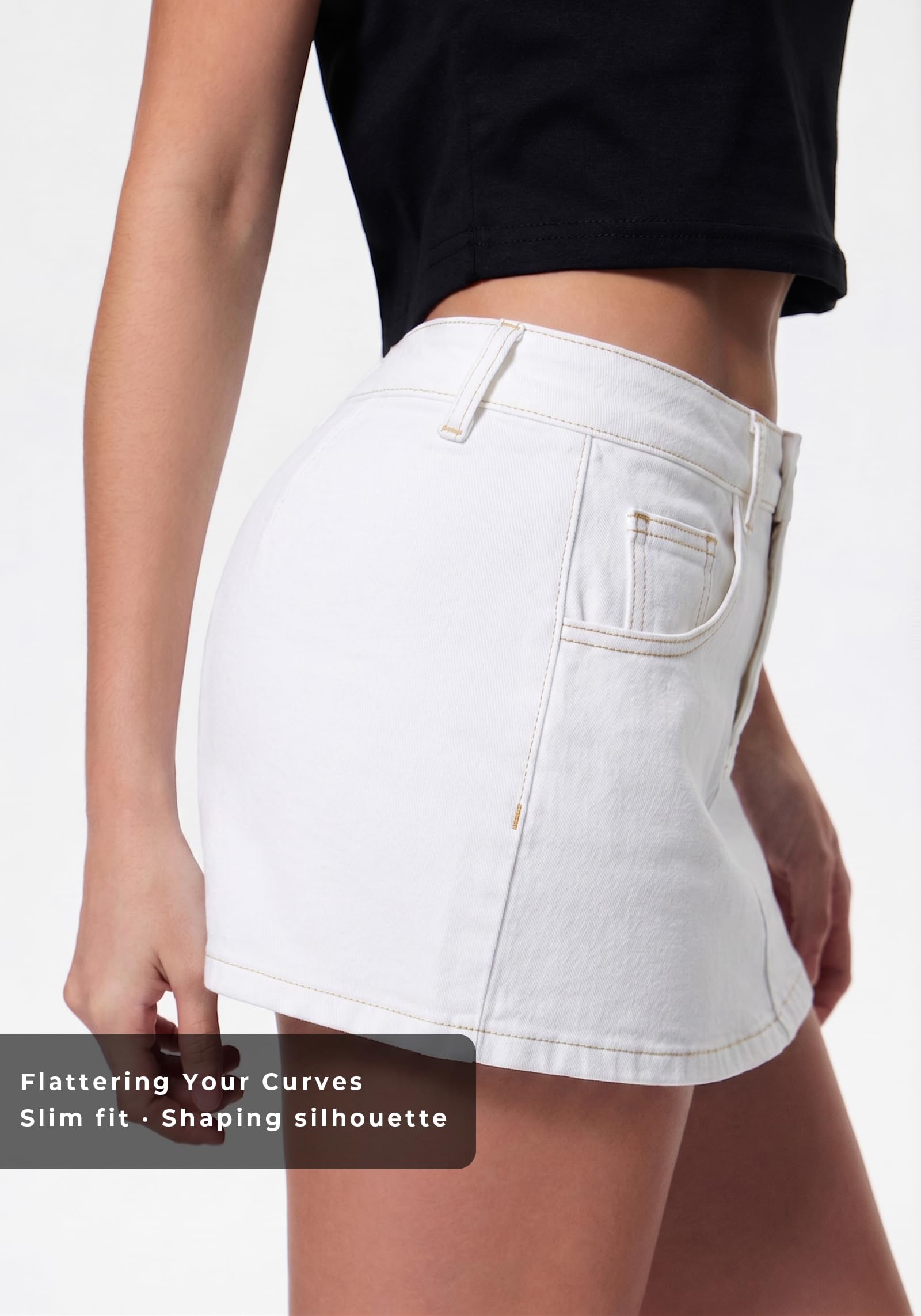 Jeans-Skortrock für Damen, dehnbar, mittlere Taille, Y2K, sexy Minirock, elegant, lässig, Jeans-Skorts