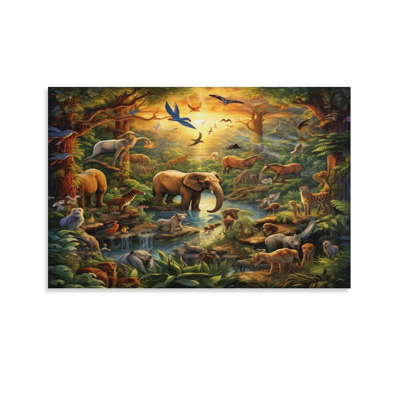 Rjavagfzl Unframe-Style-2 Jungle Animals Art - The Canvas Prints Of Reproduction Artwork Pictures On Canvas Wall Art For Home Office Decorations 20X30inch(50X75cm)