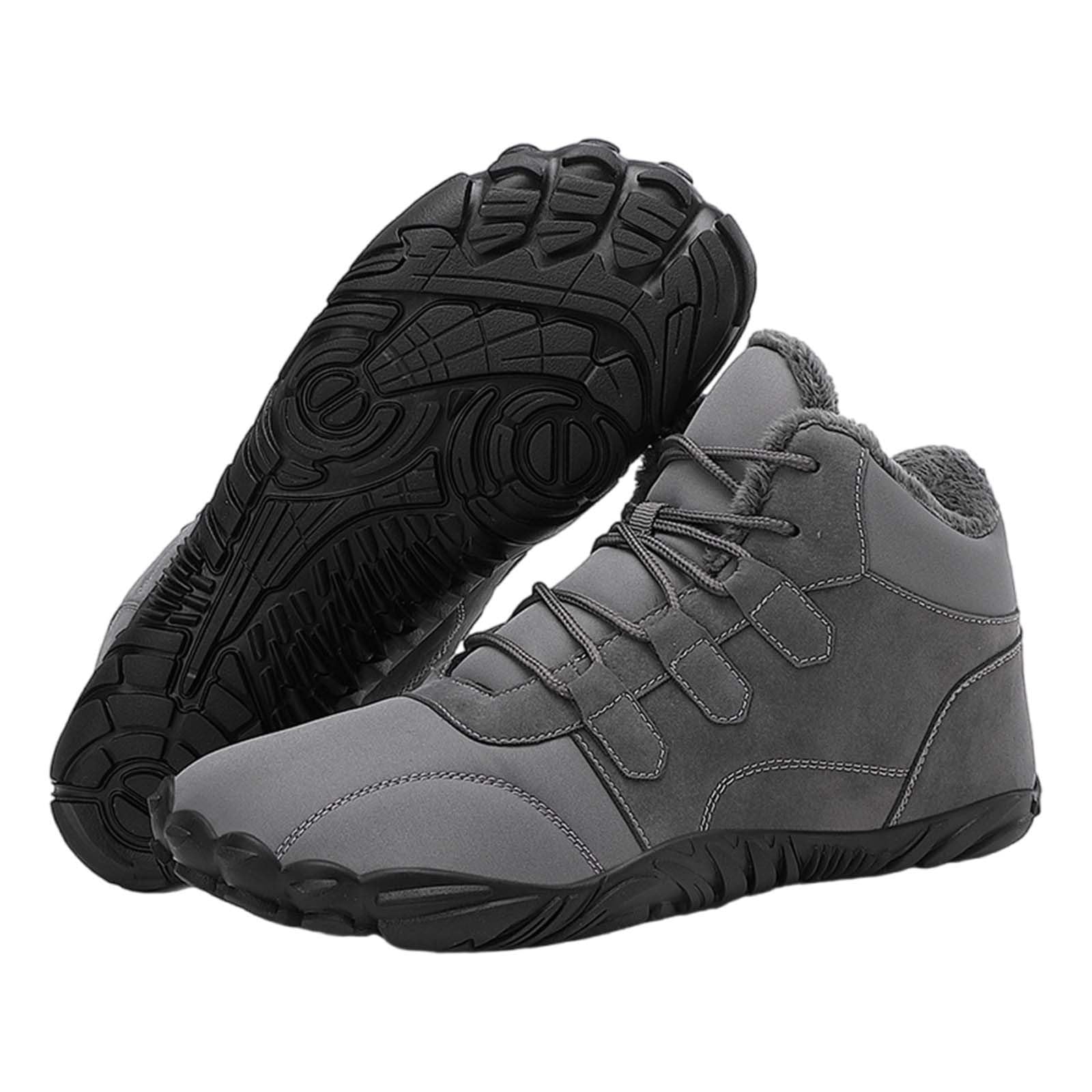 generisch Scarpe invernali a piedi nudi, comode, con calda imbottitura, con ampia scatola per dita a piedi, invernali, da uomo e da donna, con calda imbottitura, grigio., 41 EU