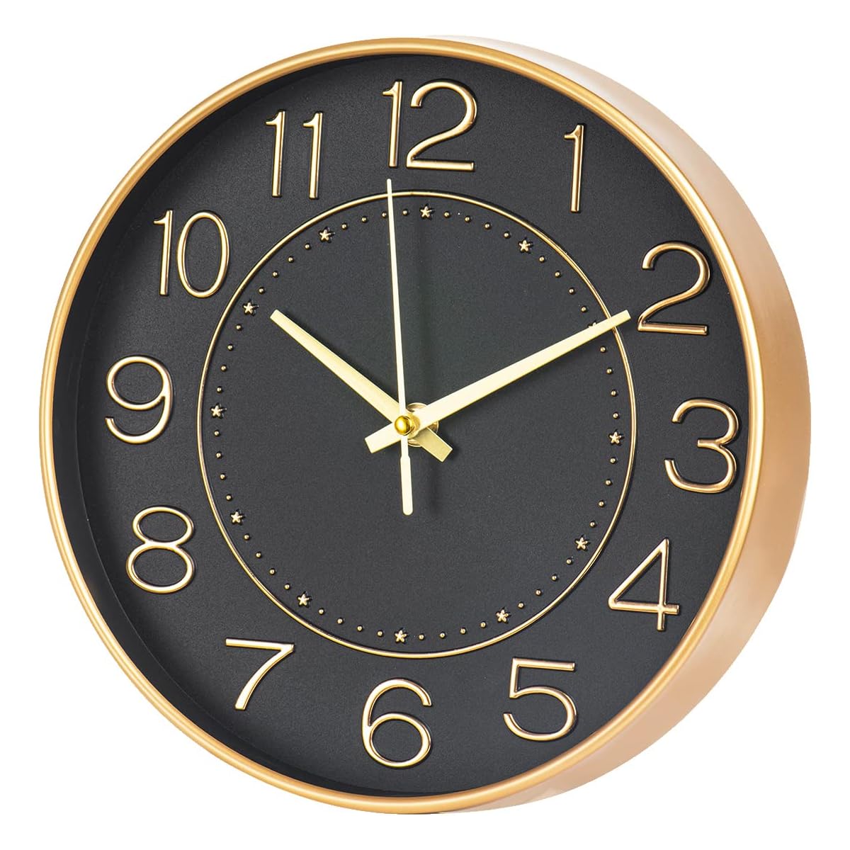 HZDHCLH 10-Inch Black and Gold Wall Clock
