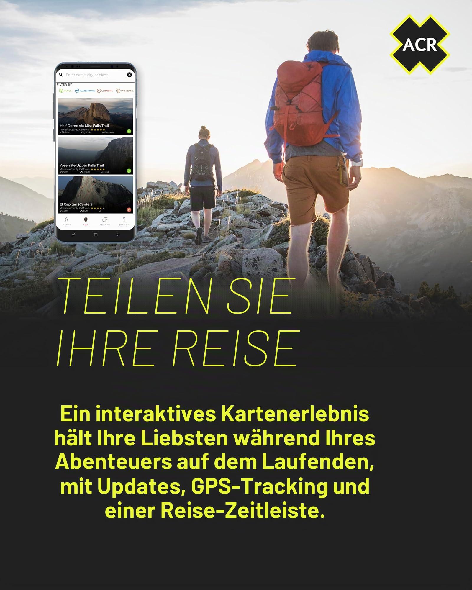 ACR Bivy Stick Satellitenkommunikator – Weltweite Zwei-Wege-SMS, GPS-Tracker, Off-Grid-Kommunikation, SOS-Notrufsender, Satelliten-Messenger & Standortfreigabe – iOS-/Android-App