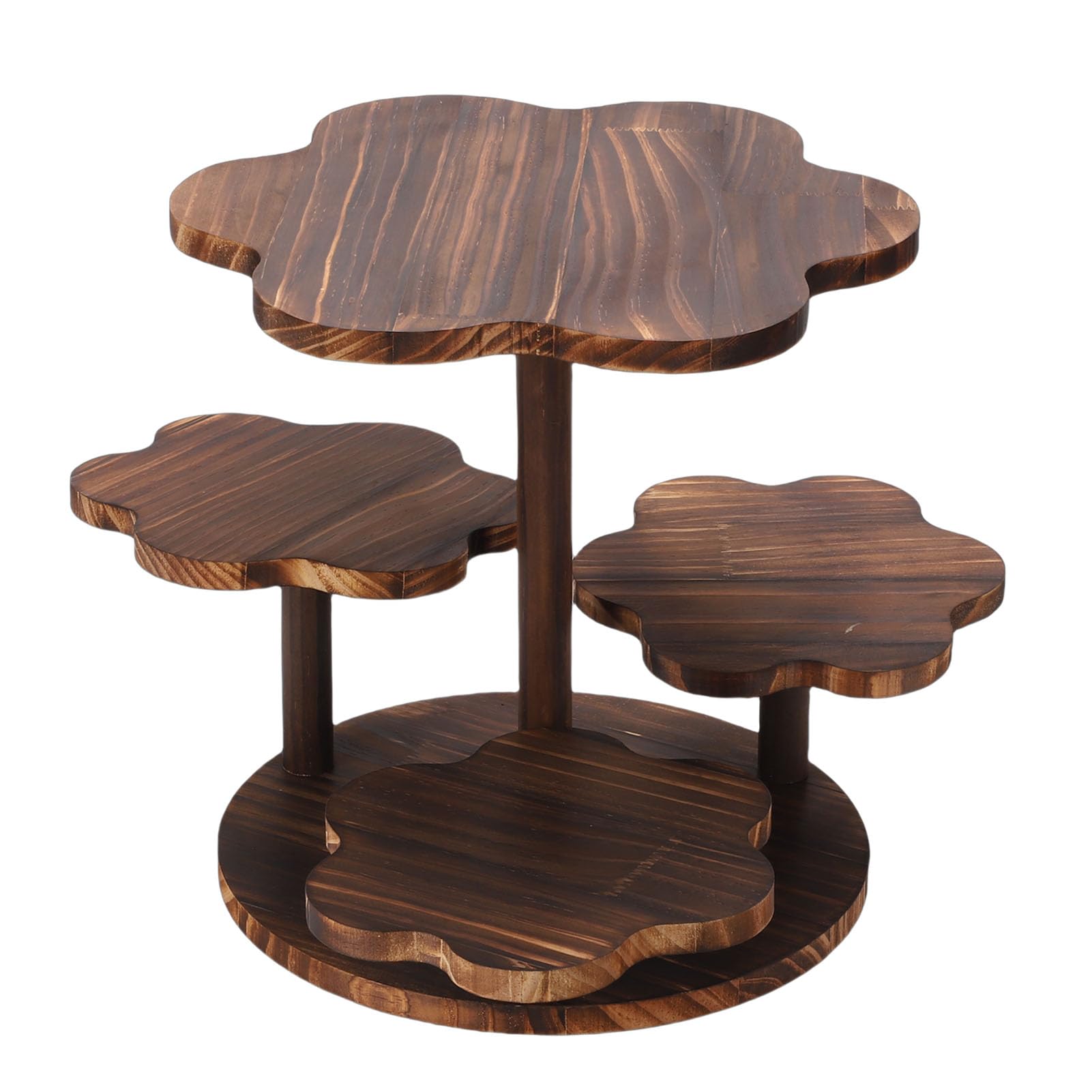 Alzata per Cupcake in Legno a 4 Livelli a Forma di Fiore, Lucida, per Matrimoni, Compleanni, Supporto per Torre da 24 Cupcake per il Tea Party