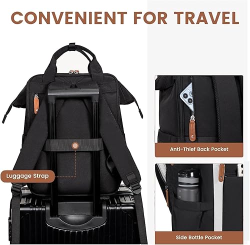 Miniatura 9 de LOVEVOOK Mochila para computadora portátil para mujer, mochila para profesores, enfermeras, trabajo, viajes, mochila para computadora, Beige,