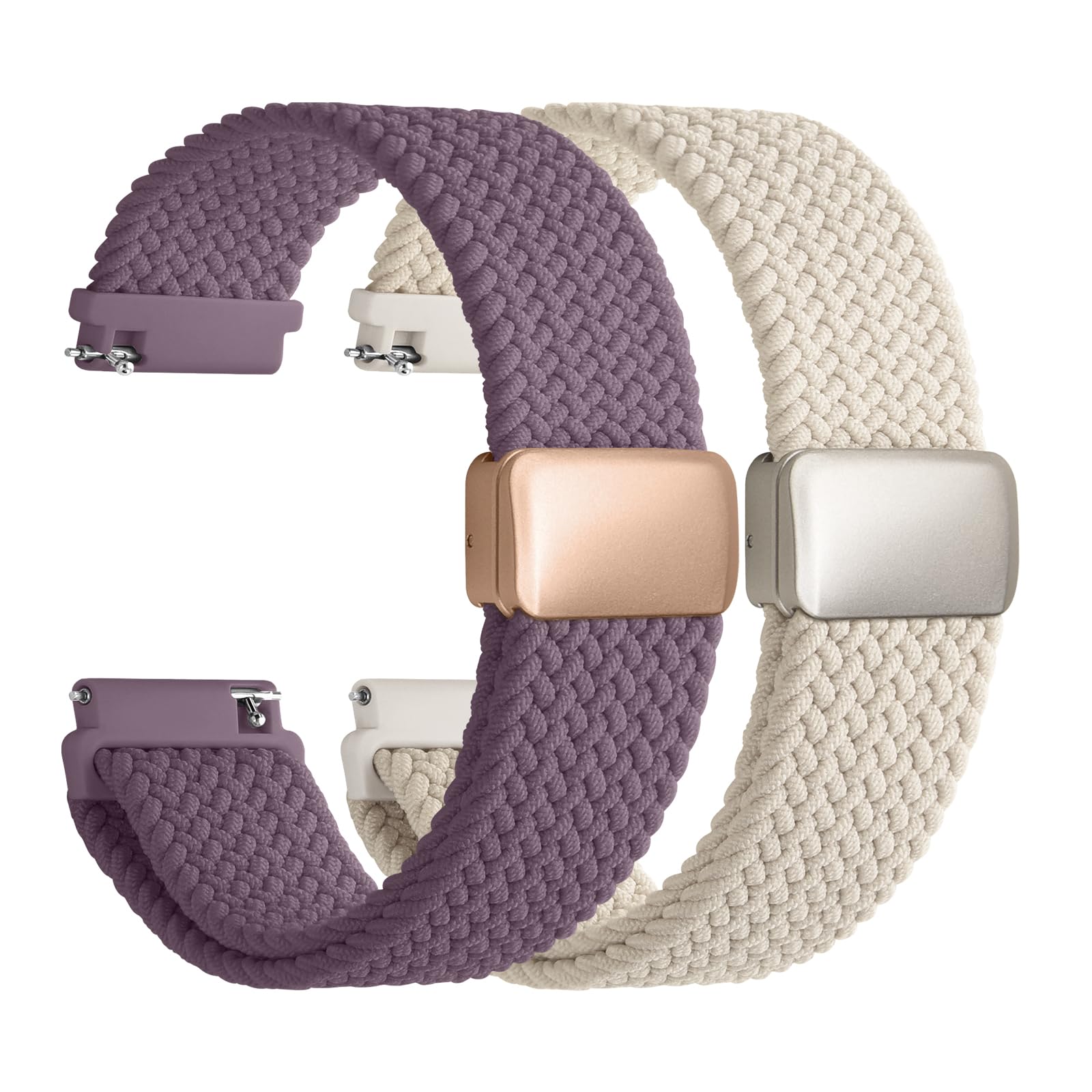 Fullmosa Magnetic Braided Watch Bands - 20mm 22mm Quick Release Replacement Wristband Stretchy Nylon Solo Loop Compatible with