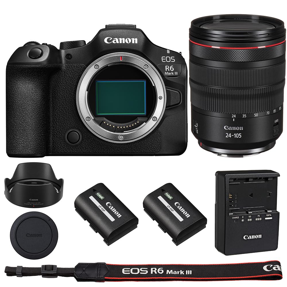 Canon EOS R6 Mark III Mirrorless Camera with 24-105mm f/4 Lens &amp; Extra Canon LP-E6P Battery