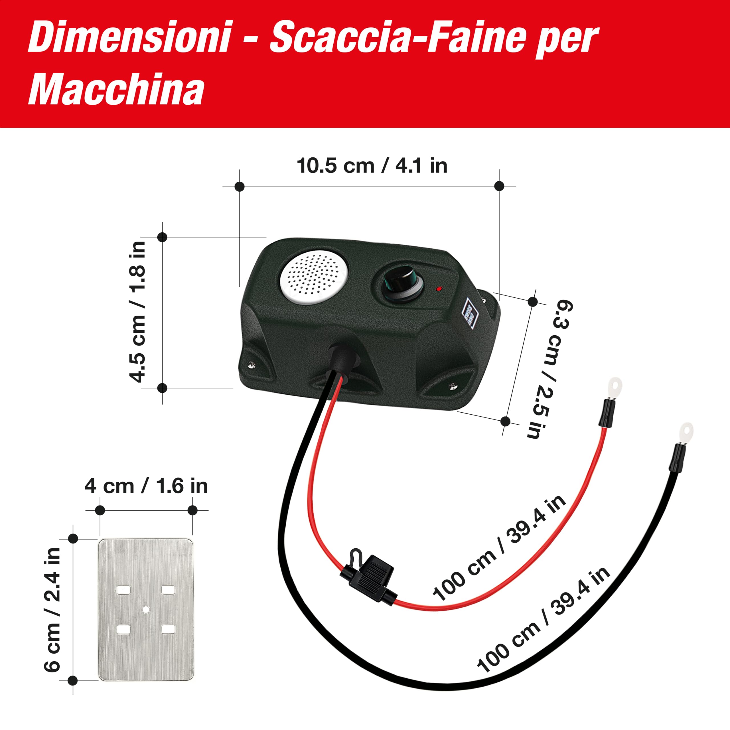 SWISSINNO Repellente Indoor Martore, Ultrasuoni Auto alta tensione 12V Batteria Auto - Martora Repellente per proteggere Dalle Martore nel Vano Motore, Protezione Immediata e a Lungo Termine