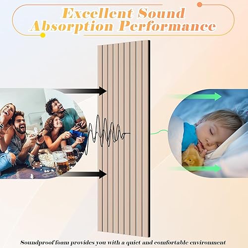 Miniatura 5 de Paquete de 12 paneles acústicos grandes para pared, paneles acústicos autoadhesivos insonorizados de 16 x 12 x 0.4 pulgadas, tratamiento acústico