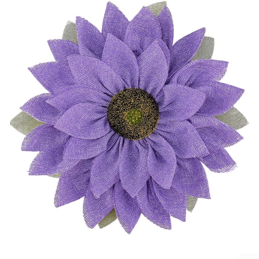 Couronne de tournesol violette pour decoration de mariage champetre et porte entree 43 cm
