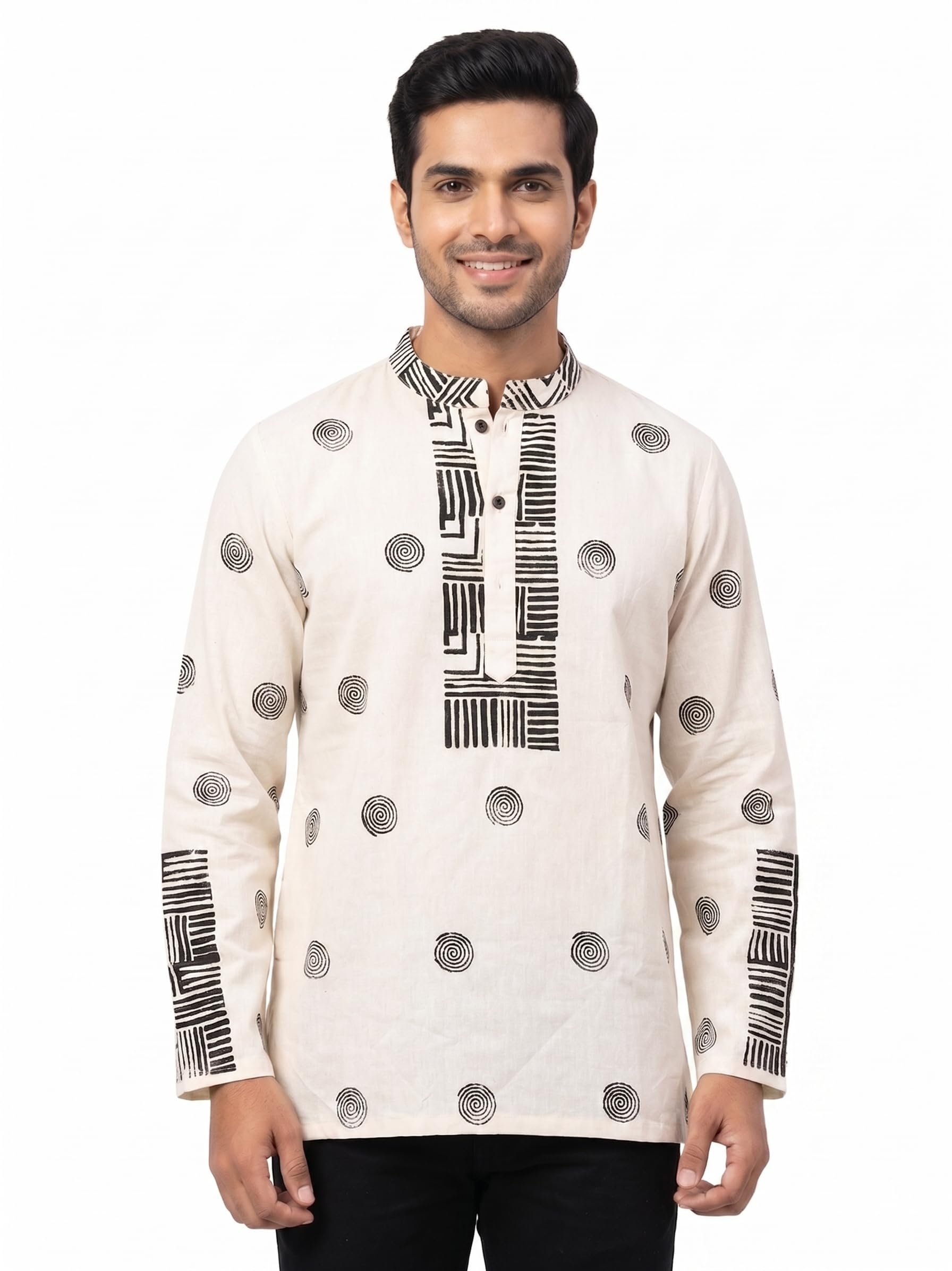 Khhadi Designer Short Kurta Beige-picture-53