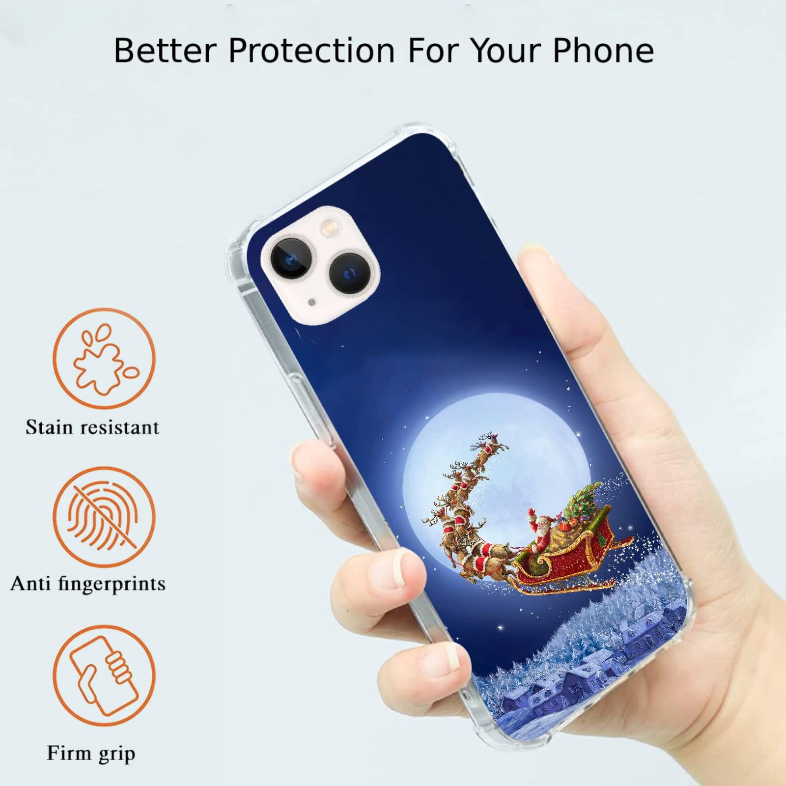 FOQENCCI Coque De Téléphone De Noël Pour IPhone 14 Pro Avec Traîneau Du