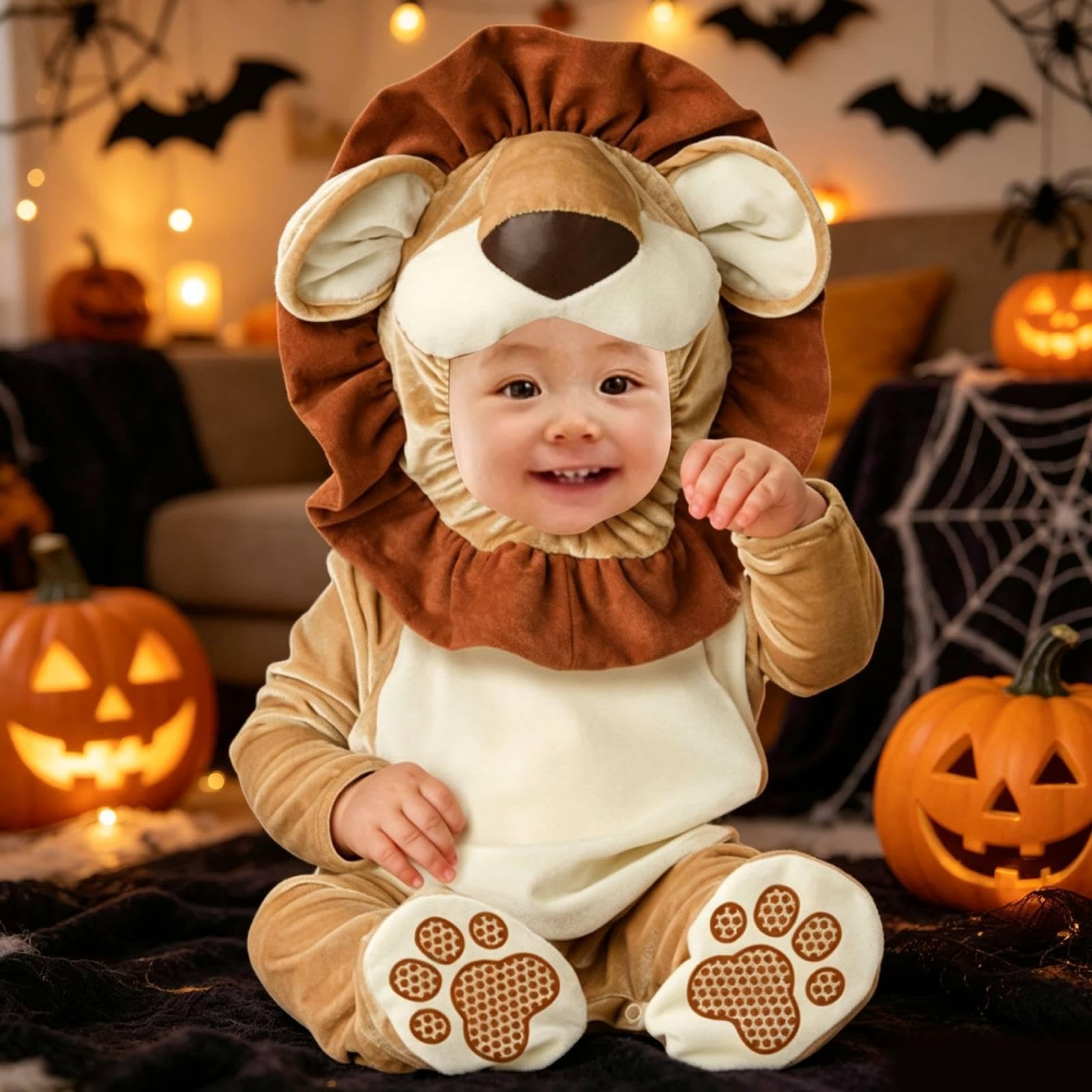 Baoblaze Costume di Halloween per neonati, tutina per neonati con cartoni animati, portatile, artigianale, divertente, per feste di Halloween, cosplay per, Forma di Leone, Xl