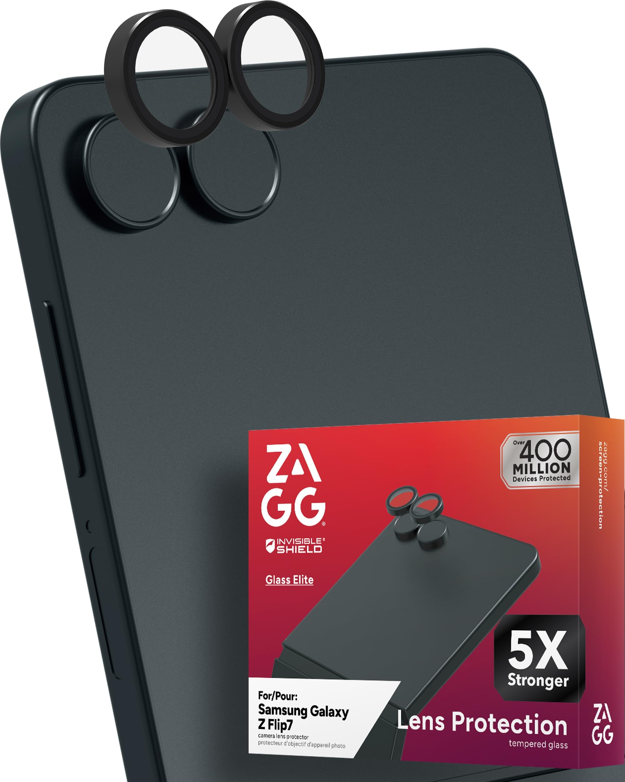 ZAGG Glass Elite Anti-Reflective Samsung Galaxy Z Flip7 Camera Lens Protector – Anti-Glare Technology, Maximum Impact &amp; Scratch Resistance, InvisibleShield, Smudge-Free Surface, Recycled Materials