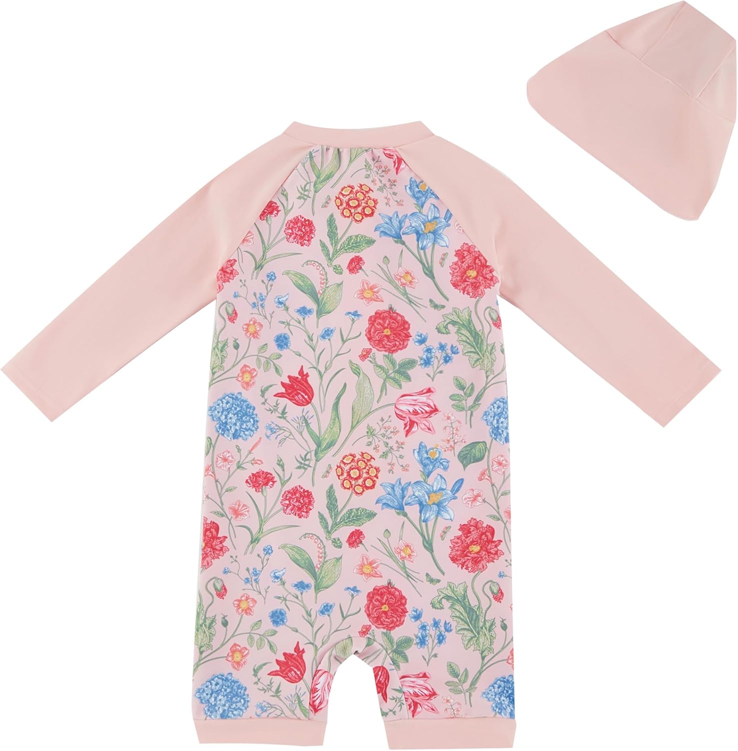 UMELOK Baby Girl Swimsuit Infant UPF 50+ Bathing Suit Size Months 0-3 Months Light Pink, Colorful Floral image 2 of 7 B0DLPFGRL6