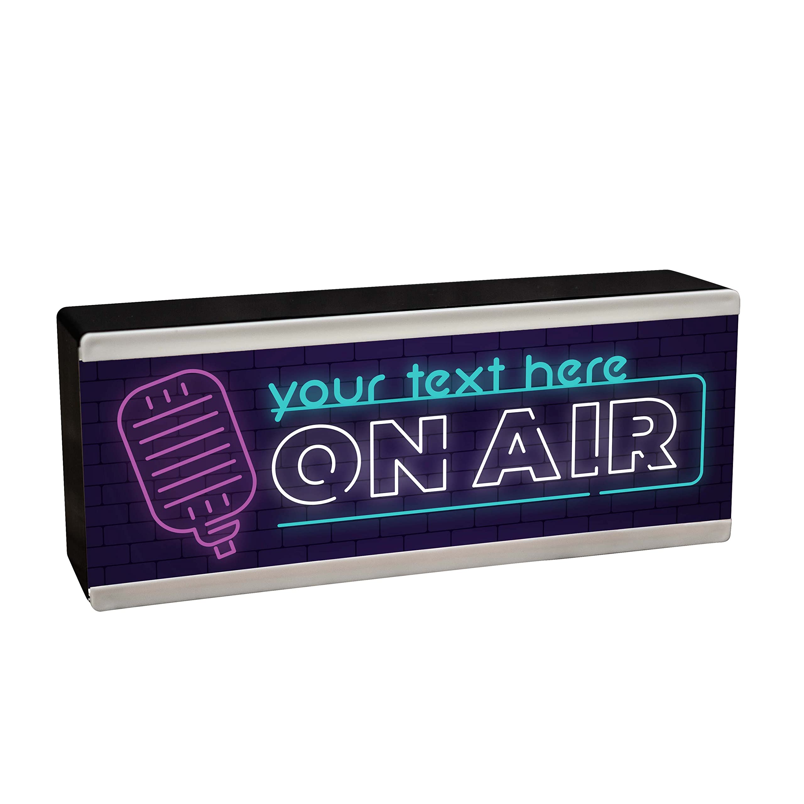 Echo Three Multi-Colored Personalised Light Up On Air Sign With Mic - Custom Illuminated Music Film Entertainment Room - Dj Light Retro Wall Home Studio Light Box