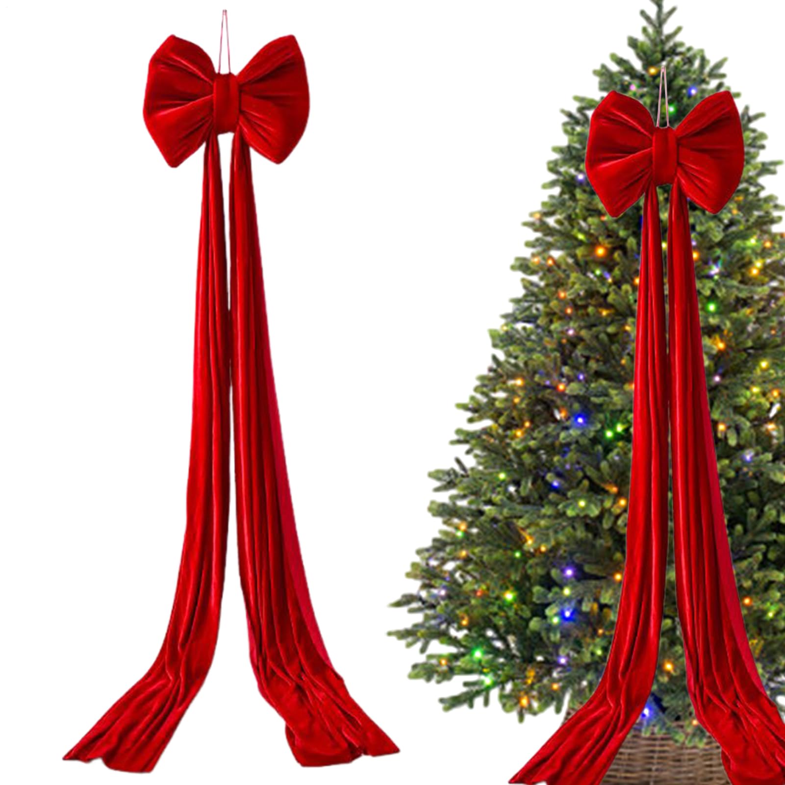 Nœud Géant Pour Arbre De Noël Décorations En Velours Ornement