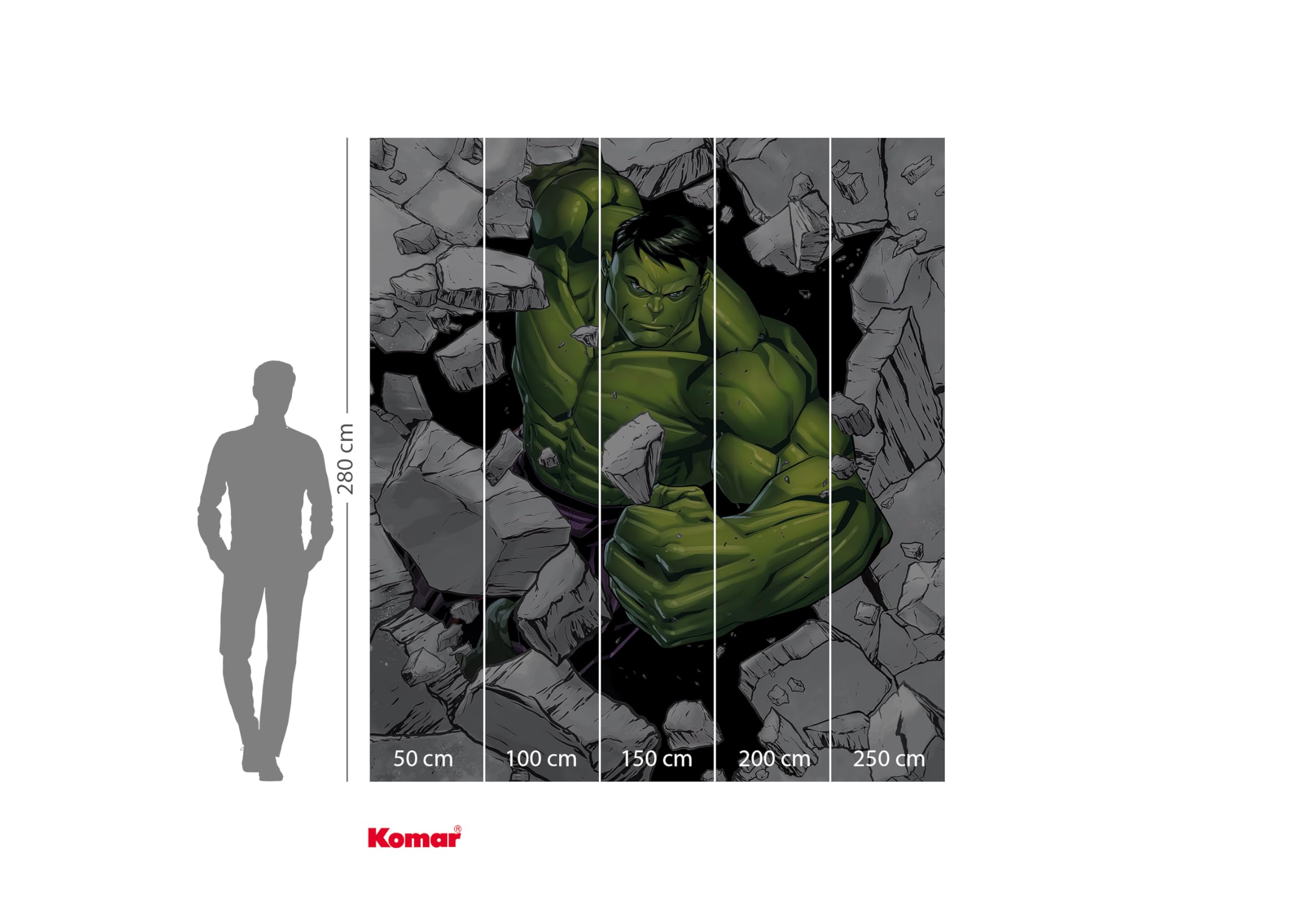 Komar Marvel Vlies Fototapete - Hulk Breaker - Größe: 250 x 280 cm (Breite x Höhe) - Kinderzimmer, Kindertapete, Superheld- IADX5-060