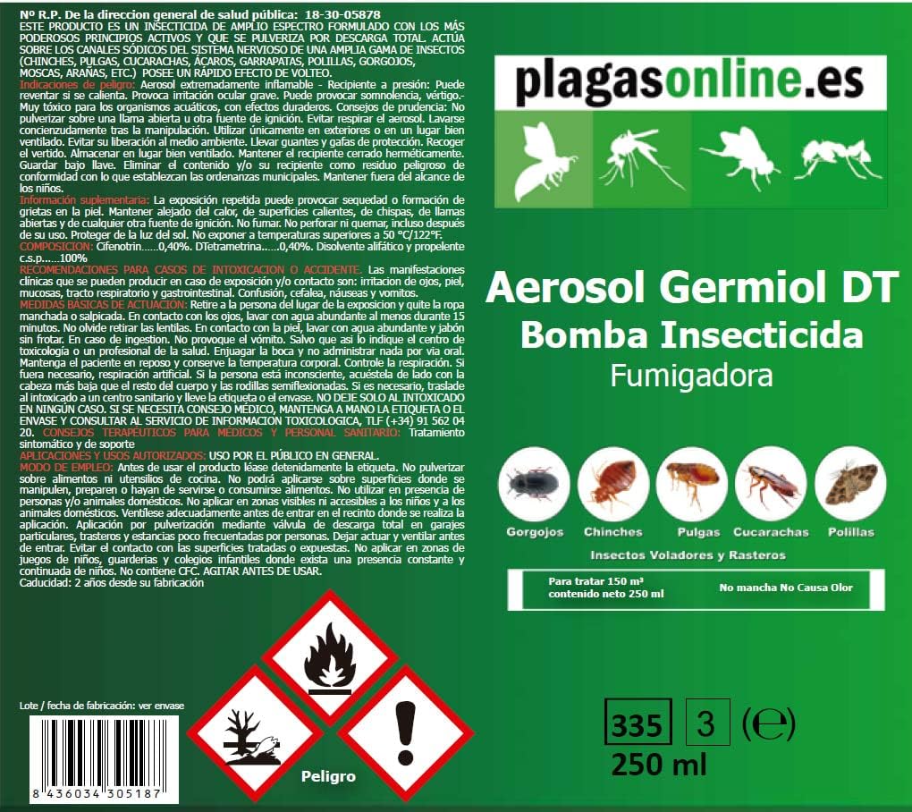 Bomba Insecticida Descarga Total 250 ml Pack 12 Unidades | Fumigador Automático hasta 150 m³ | Elimina Chinches, Cucarachas, Pulgas, Ácaros, Garrapatas, Polillas, Gorgojos | No Mancha, Sin Olor