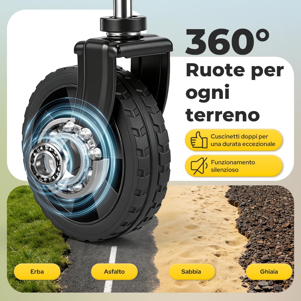 Carrello da Campeggio Pieghevole 120L – Portatile per Trekking ed Escursionismo con Maniglia Regolabile, Portata 100kg per Trasporto Attrezzatura Outdoor