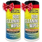 2PK Boat Cleaner Wipes with UV Protection, Marine Vinyl Cleaner and Protectant, for Boat Seats, Car Leather, Dashboard, Console, Interior, and Exterior Cleaning Supplies