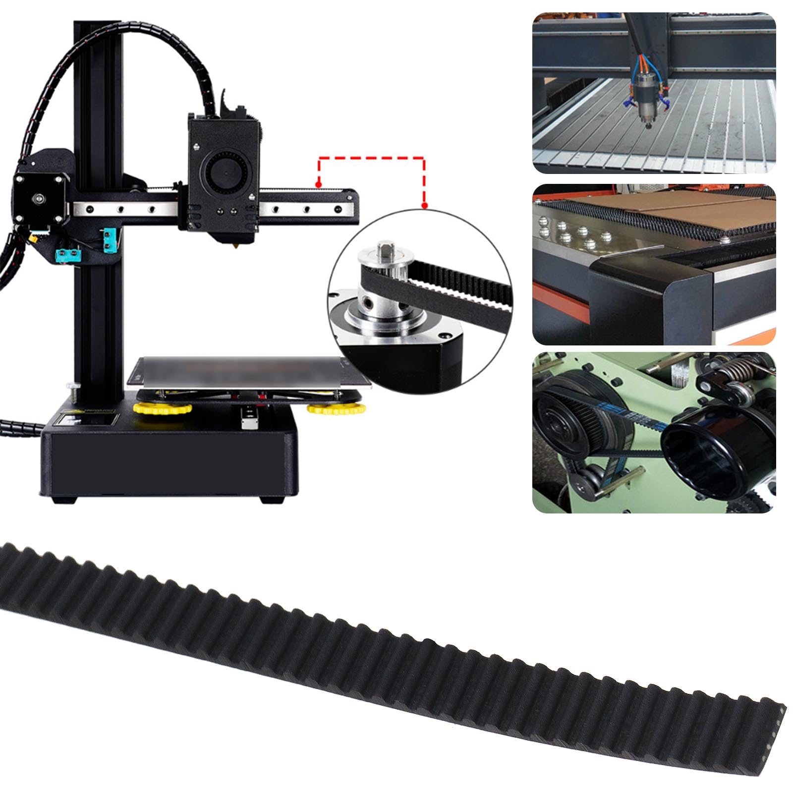 SG Store Otwarty pasek rozrządu 2GT 2 metry kompatybilny z drukarką 3 Ender 3 / Ender 3 V2 / Ender 3 Pro/Ender serii 5 skok 2 mm szerokość 6 mm z 4 mosiężnymi tulejami