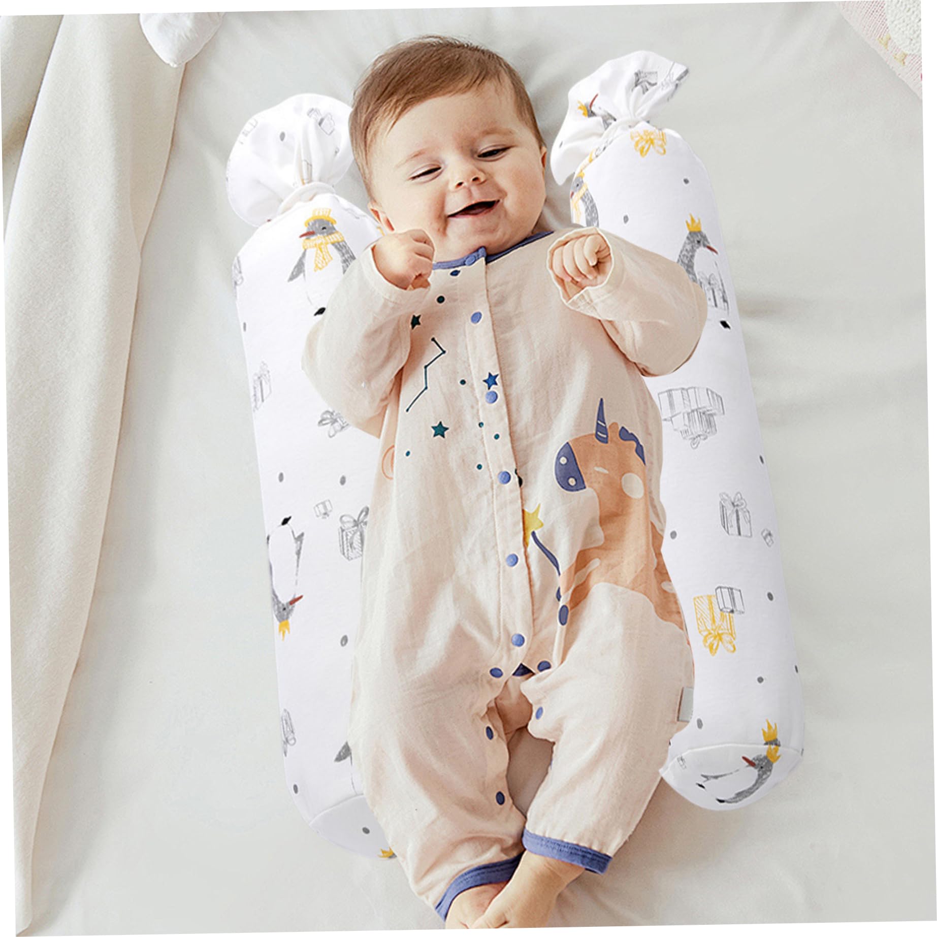 Anti-Rollkissen für Baby, 1 Paar einstellbares Seitenschläferkissen, Style 2 Weiche Baumwoll-Süßigkeiten-Formpositionierer für 0-12 Monate, waschbar