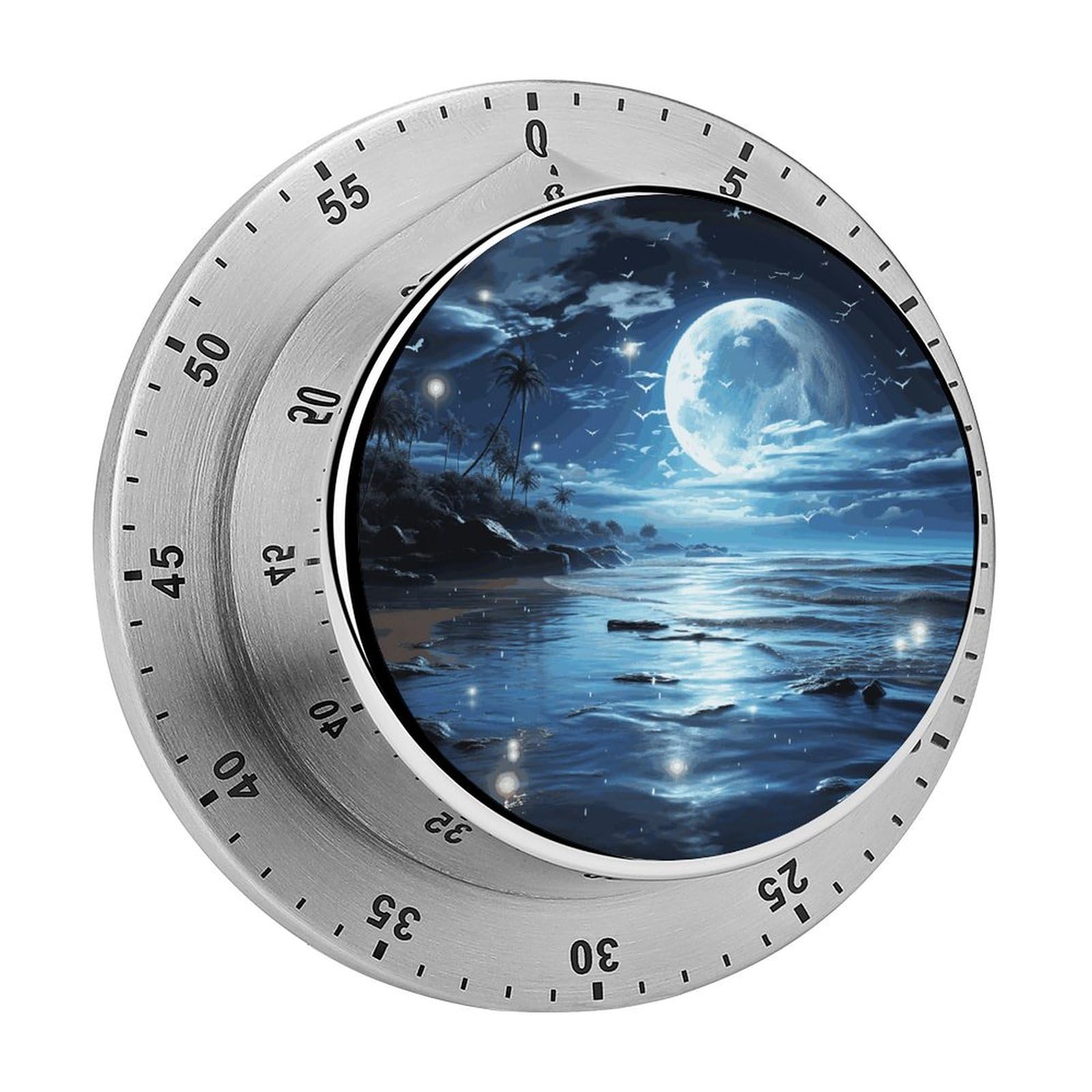 Kitchen Timers for Cooking Moon Over Ocean Printed Stainless Steel Timer Mechanical Kitch…