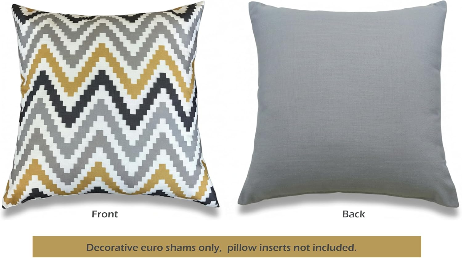 Aiking Printed Chevron Euro Shams 26x26 inch Set of 2 Decorative Farmhouse Accent Textured Pillow Covers, Reverse to Solid Color for Elegant Home Decor